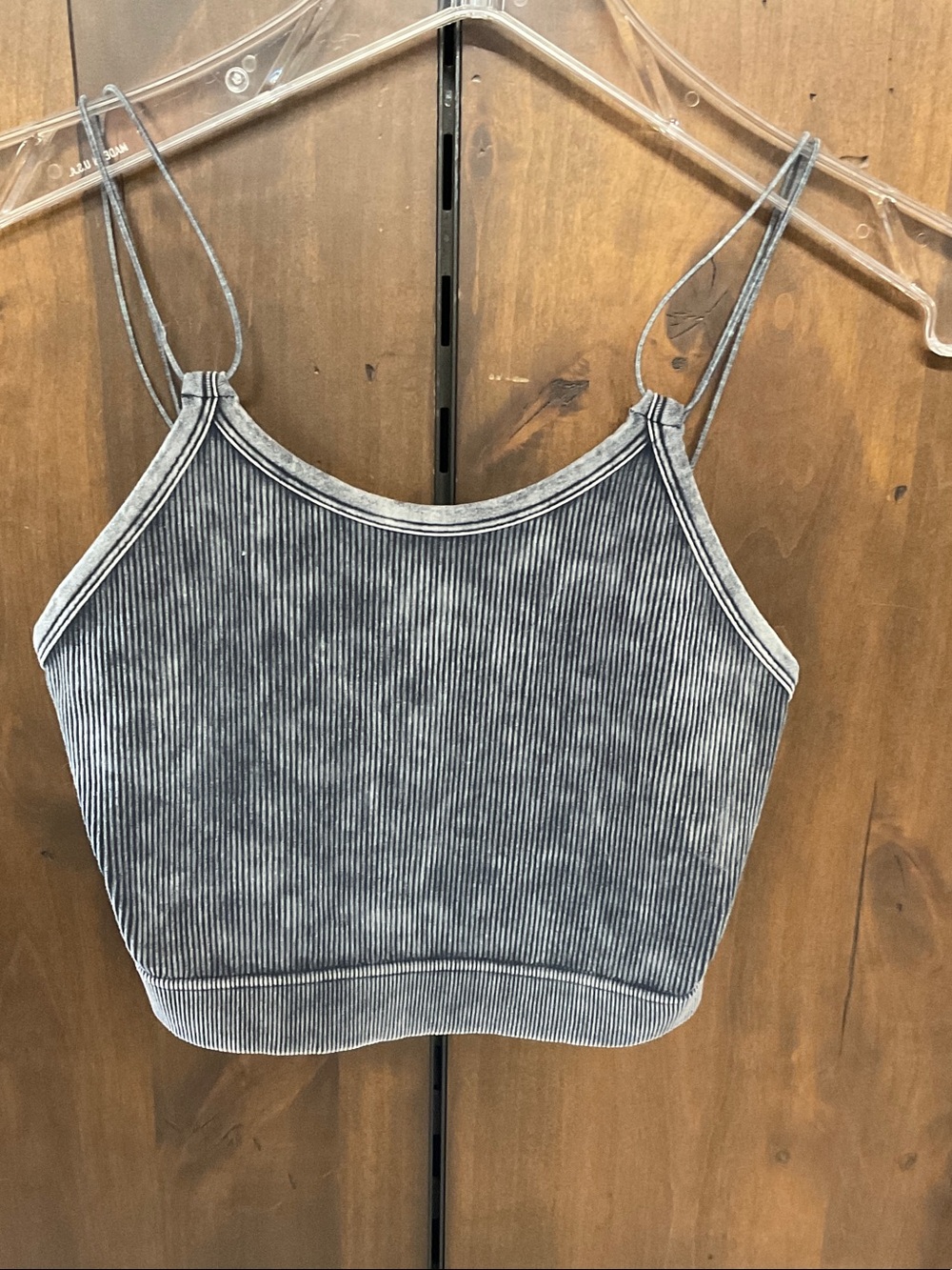 Zenana Outfitters Gray Ribbed Cropped Cami